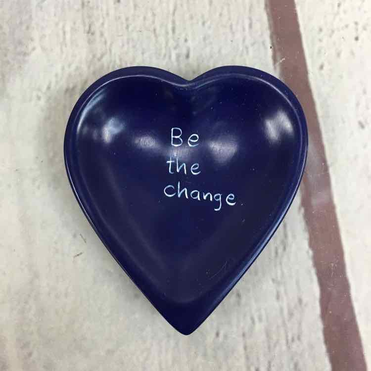 Be the Change Heart Dish Blue